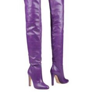 Francesco Russo Stylish Purple Over-the-Knee Boots